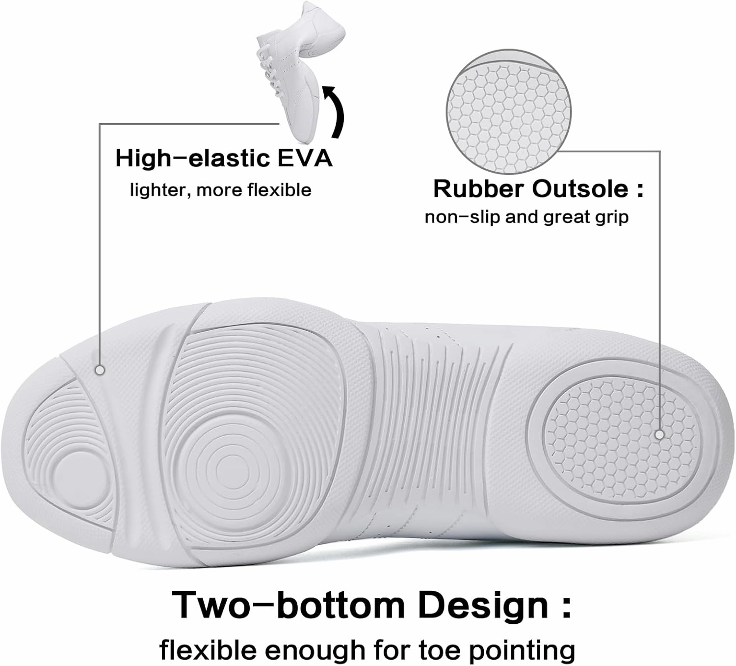 CADIDL Cheer Shoes for Women White Cheerleading Athletic Dance Shoes Girls Flats Tennis Walking Sneakers Reebok Flexagon Force 2 Training Shoes