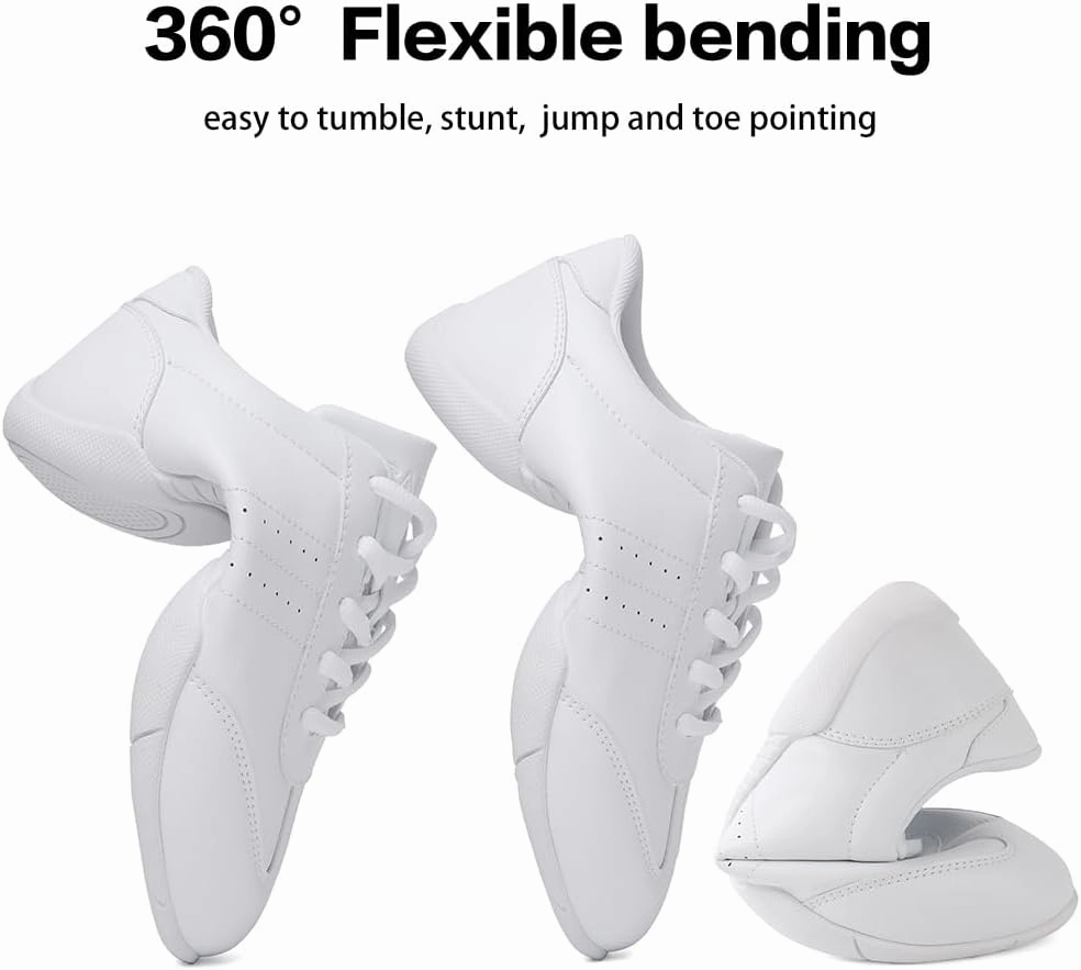CADIDL Cheer Shoes for Women White Cheerleading Athletic Dance Shoes Girls Flats Tennis Walking Sneakers Best Half Marathon Training Shoes