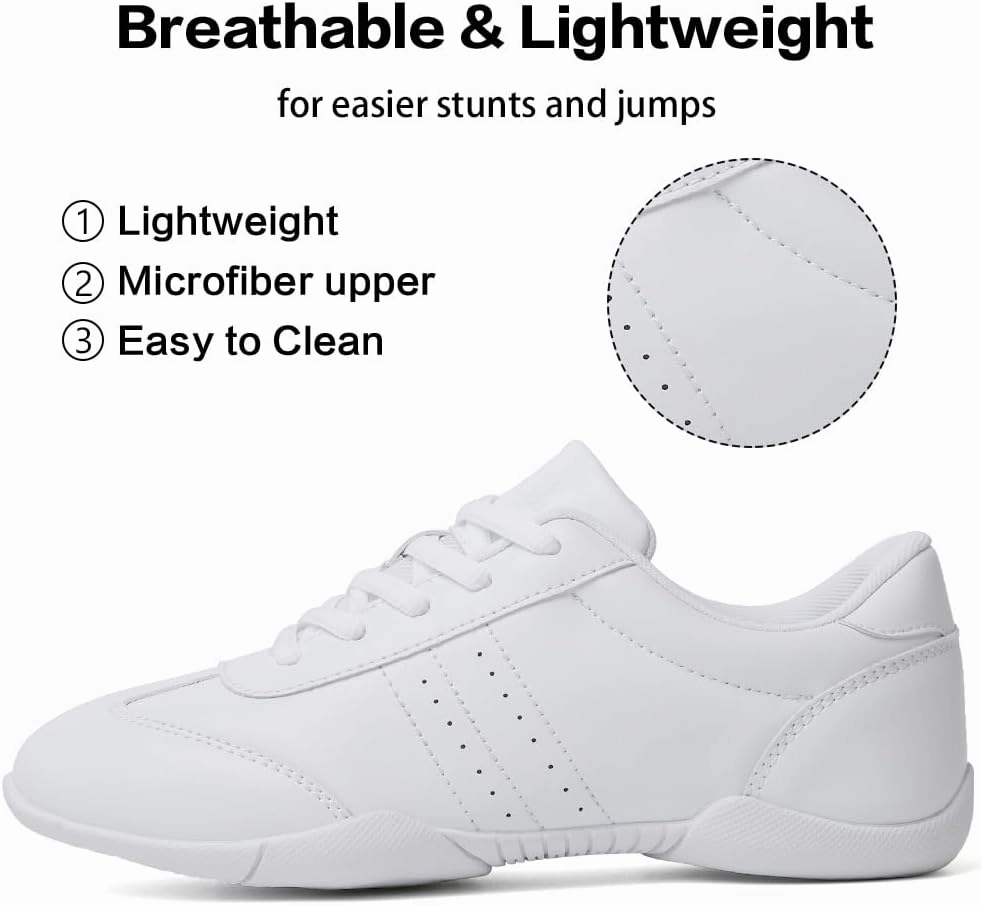 Best Supportive Training Shoes CADIDL Cheer Shoes for Women White Cheerleading Athletic Dance Shoes Girls Flats Tennis Walking Sneakers