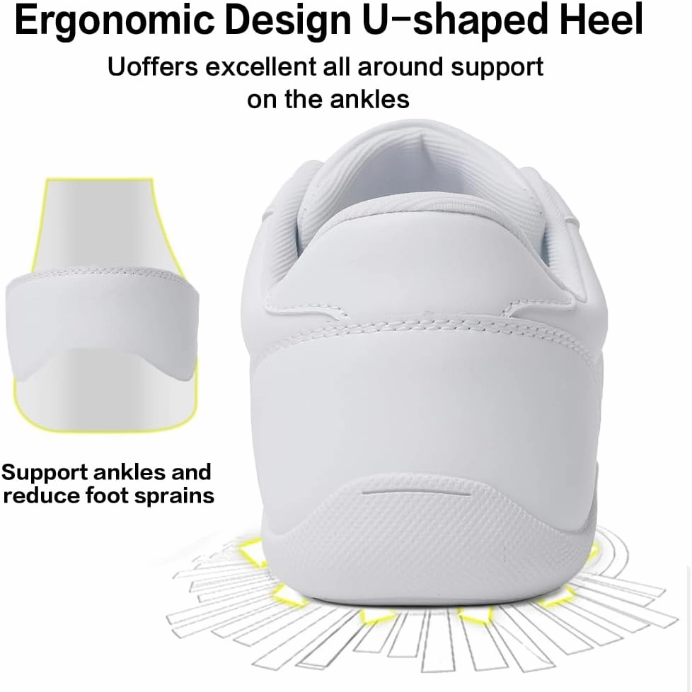 CADIDL Cheer Shoes for Women White Cheerleading Athletic Dance Shoes Girls Flats Tennis Walking Sneakers Cross Trainer Shoe Insoles