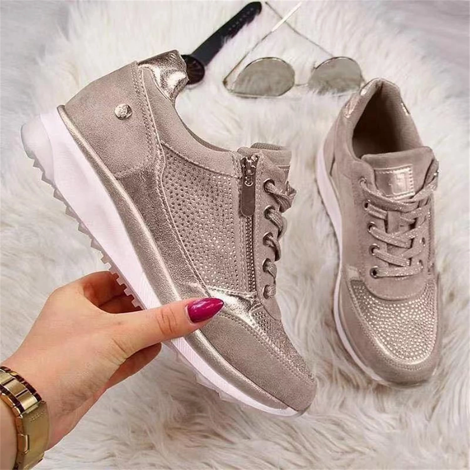 Ladmiple Shoes For Women Sneakers Slip Ons Leather Shoes Fashion Casual Dressy Summer Platform Flats Walking Loafers Slip On Slip On Gym