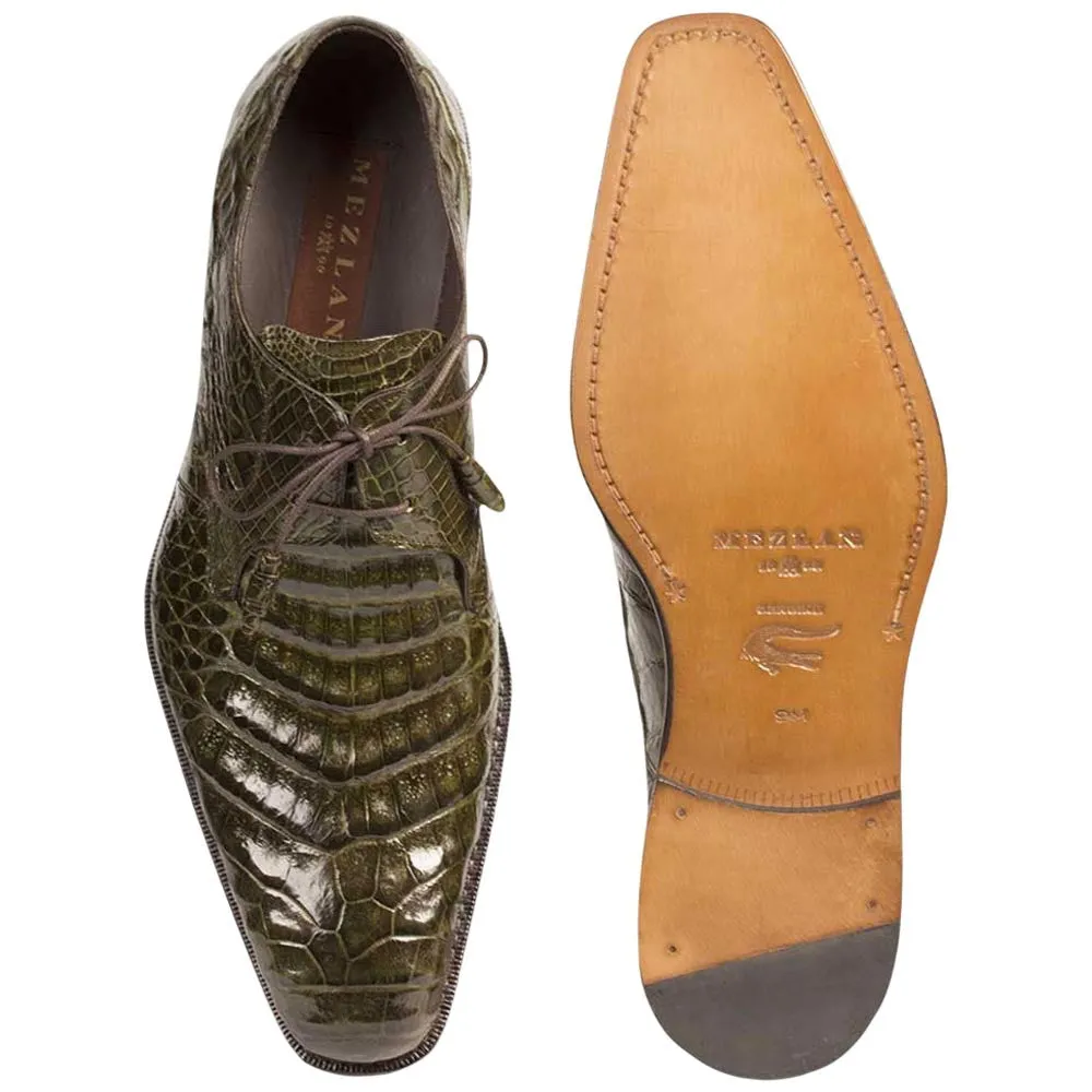 Mezlan of Spain Genuine Crocodile Skin Olive Derby Shoes ANDERSON (USA Men Size) Dress Shoes And Boots