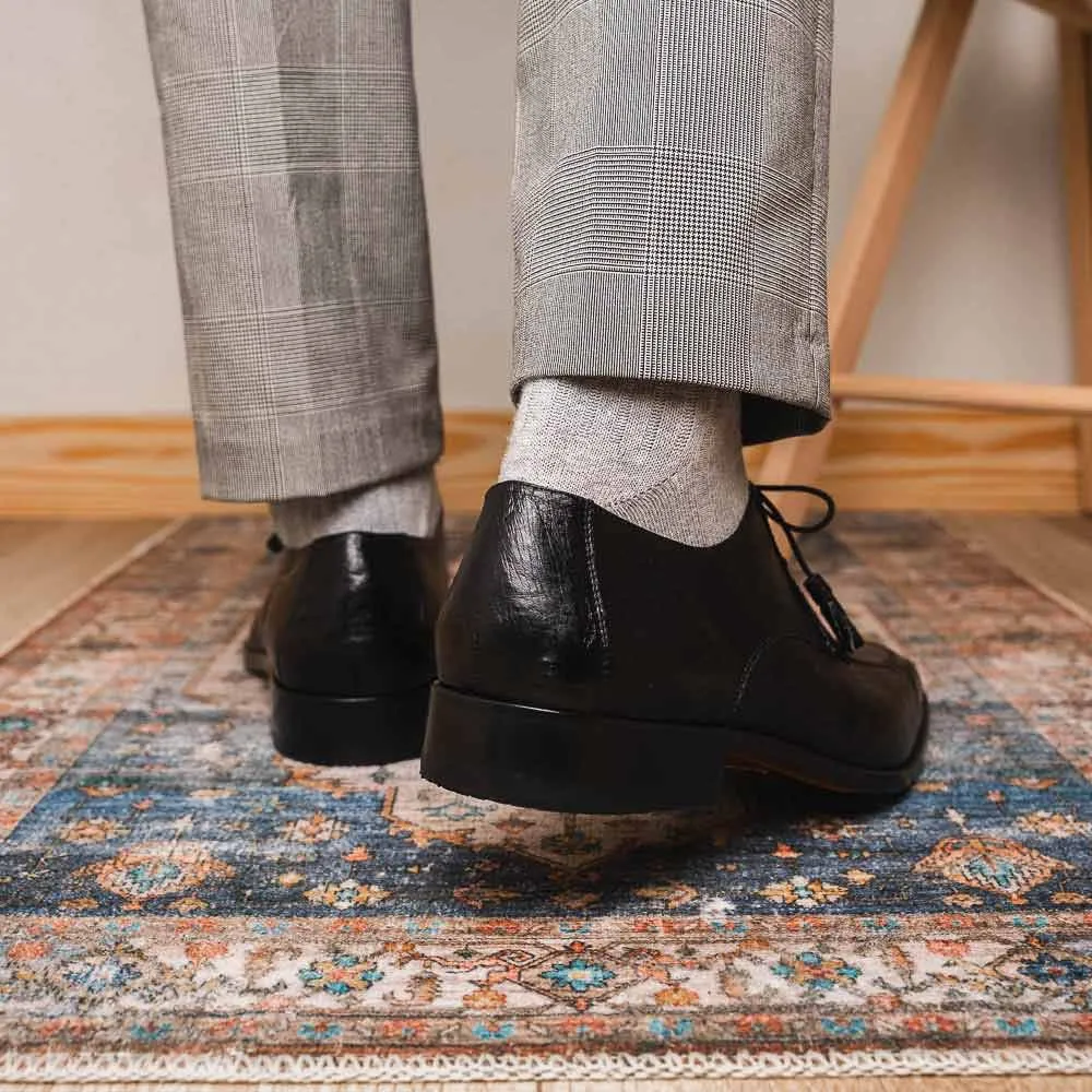 Dress Shoes Size 2 Andretti Black Mens Genuine Ostrich Leg Dress Derby | Marco Di Milano