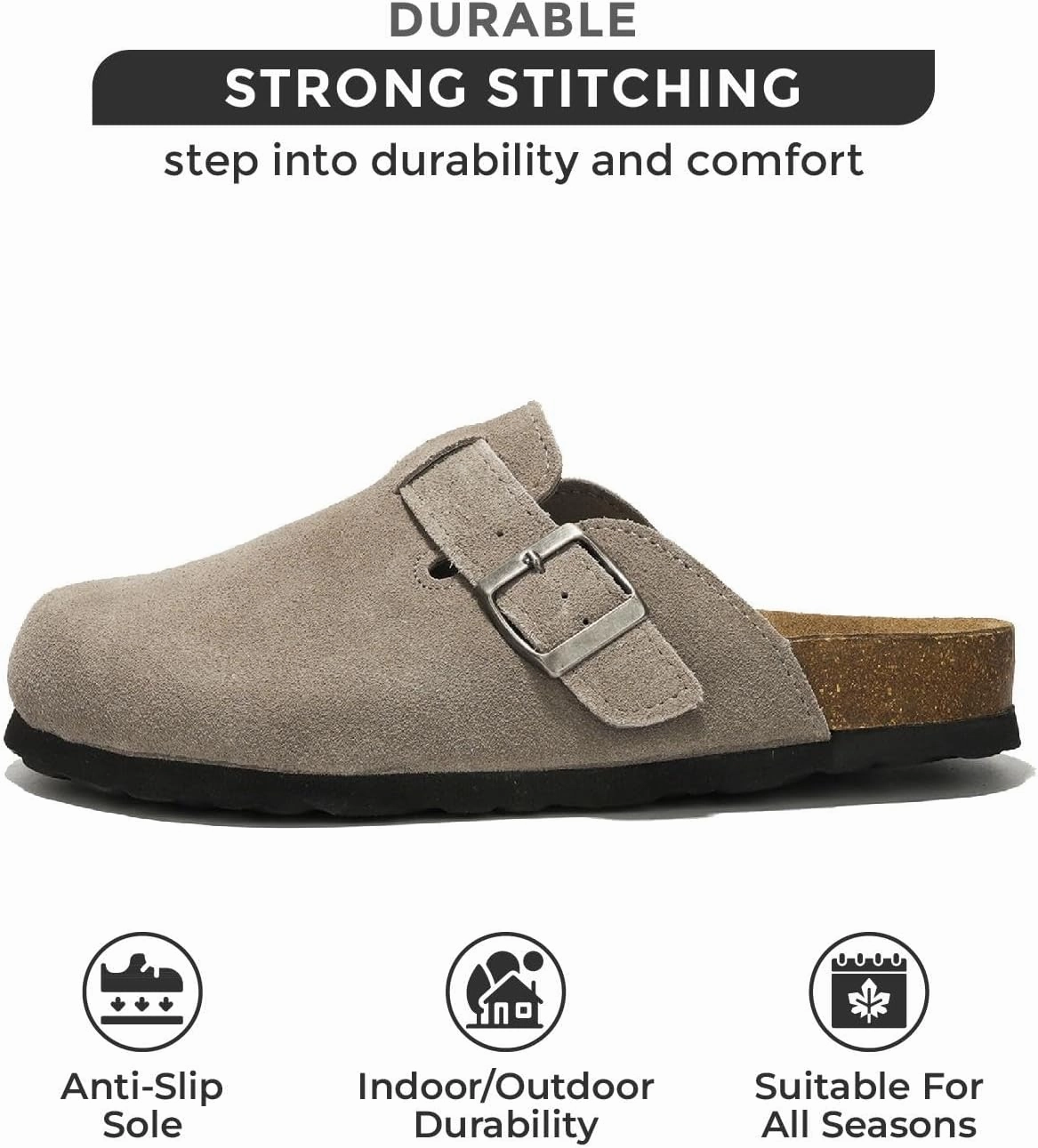 Project Cloud Genuine Leather Footbed Clogs for Women - Memory Foam Arch Support Slippers for Women - Trendy Slip-ons Women's Mules & Clogs Sandals (Benton) Slip On Safety Shoes