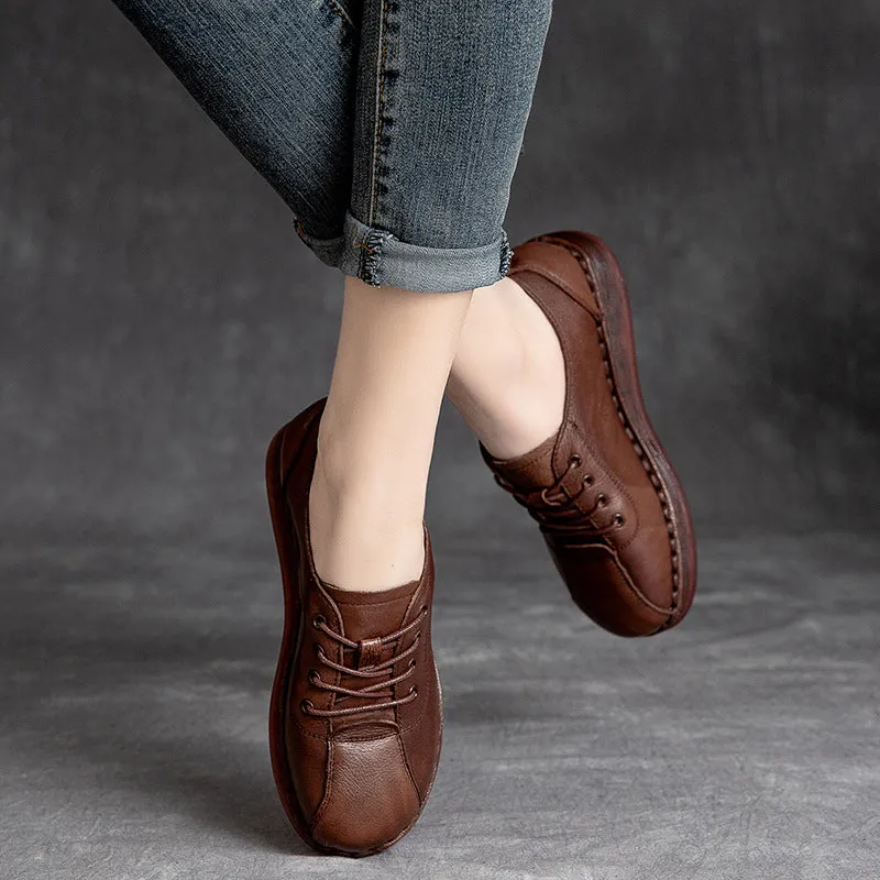 Work Boots Kansas City Mo Women Retro Leather Soft Wedge Casual Work Shoes