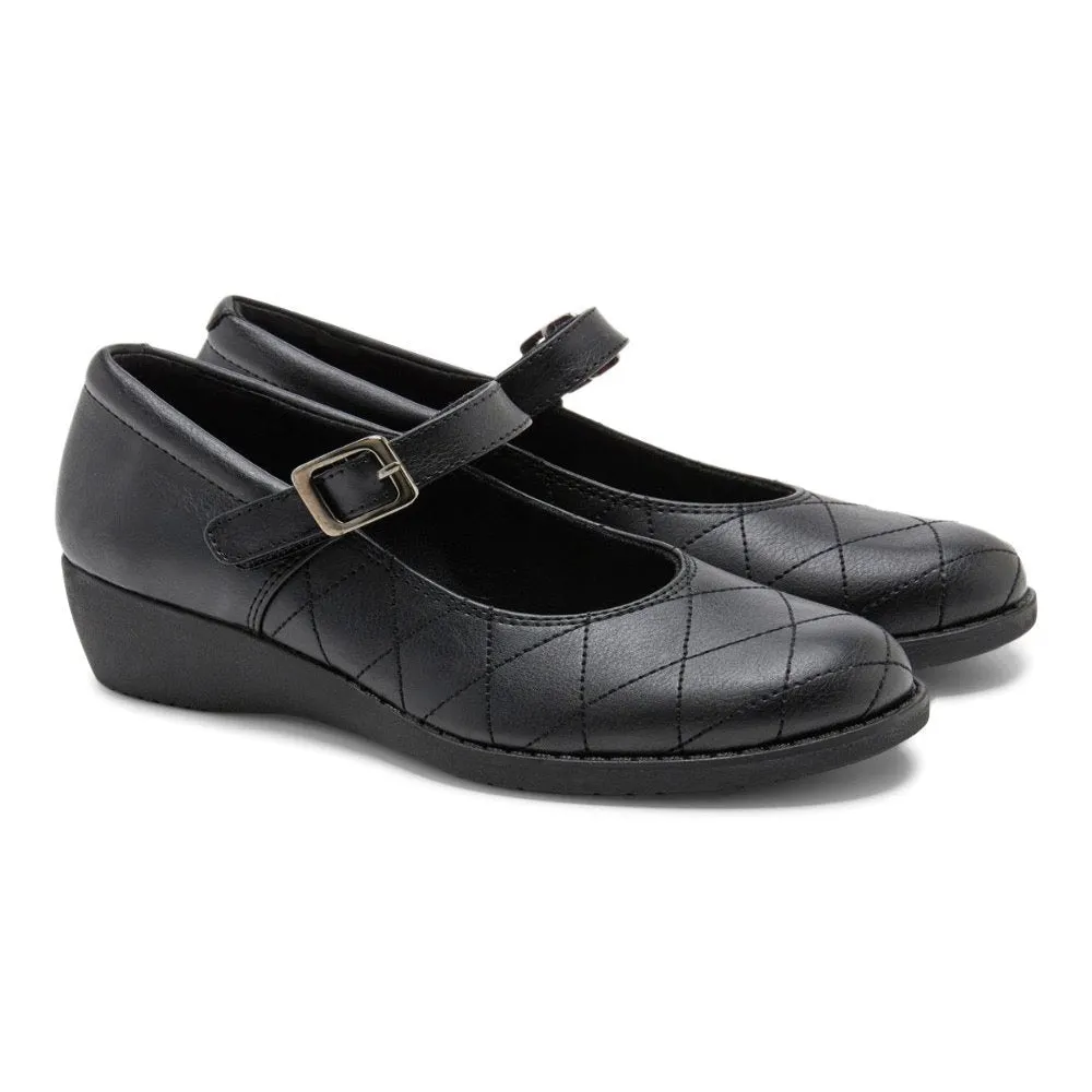 Valencia Imports (Rachel Shoes) Girl's Lydie w/ Buckle Strap Black Quilted Bjorn Mary Jane Shoes