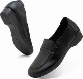 Winter Slip-on Boots Loafers for Women Slip-Ons Genuine Leather Platfor Penny Loafers Shoes Rubber Sole No Slip