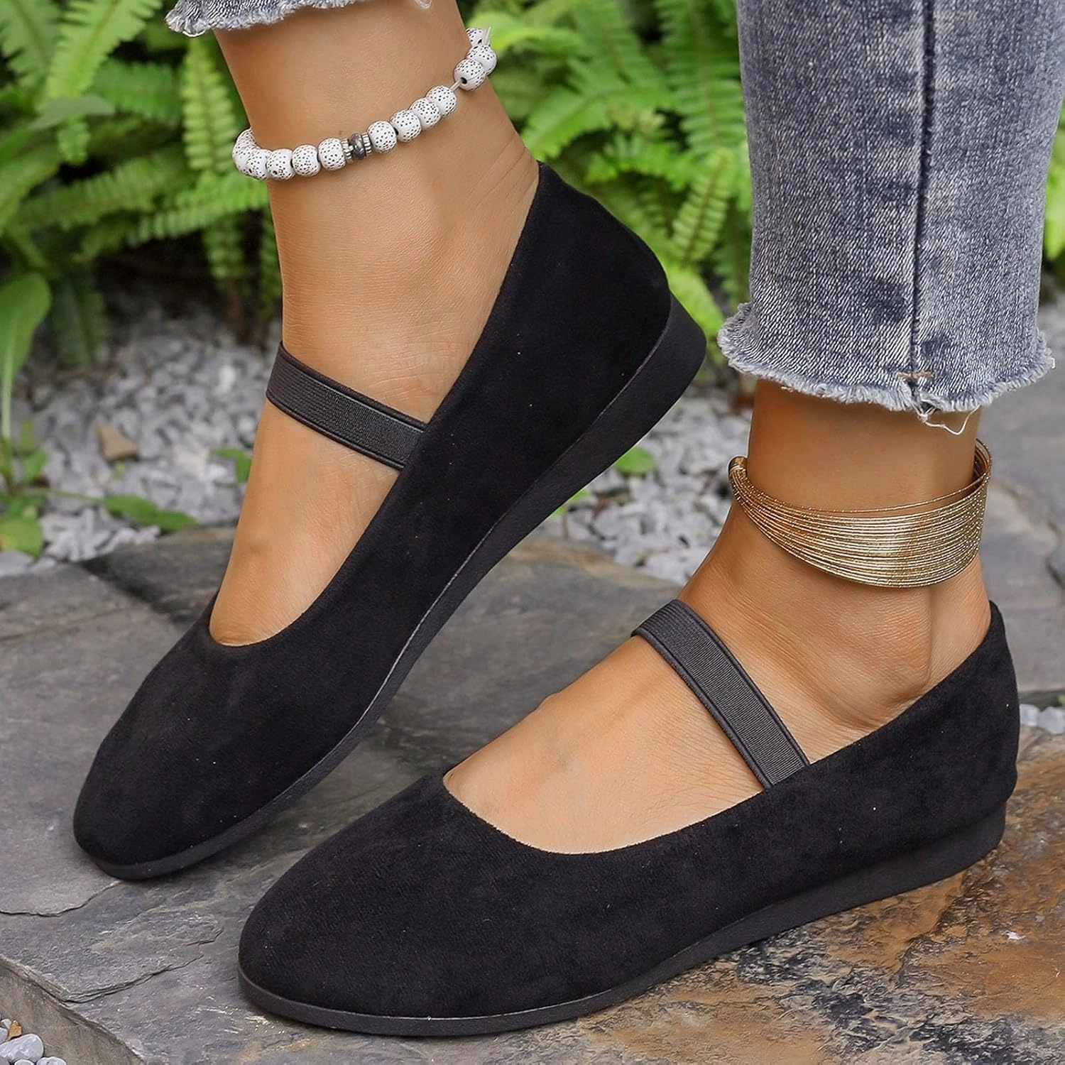 Under Armour Trainer Shoes Women's Comfortable Slip On Flat Shoes Casual Leather Closed Toe Ballerina Loafers for Daily Wear with Elastic