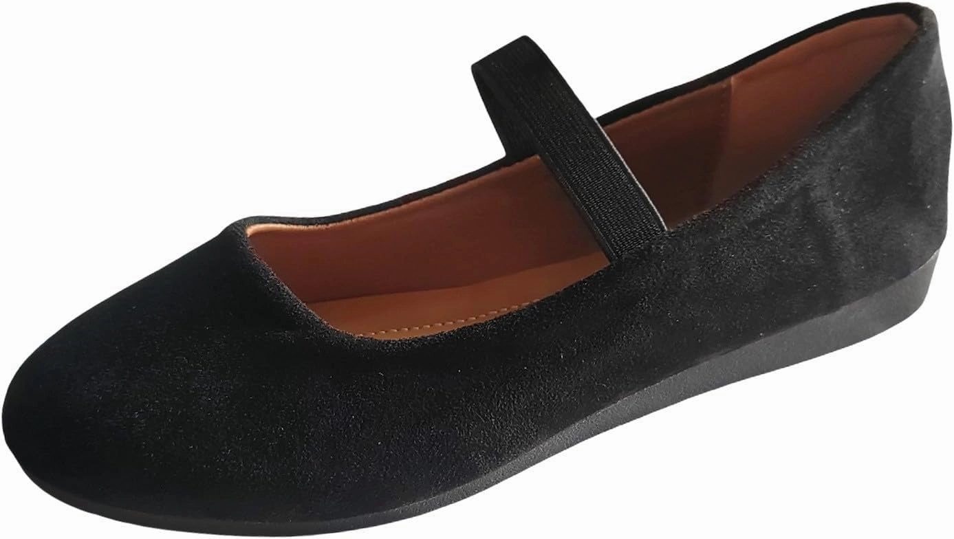 Women's Comfortable Slip On Flat Shoes Casual Leather Closed Toe Ballerina Loafers for Daily Wear with Elastic Altra Training Shoe