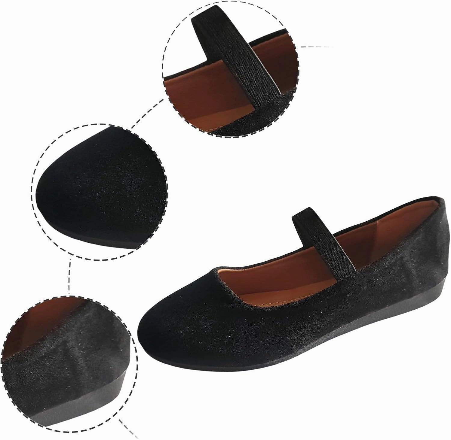 Weight Training Gym Shoes Women's Comfortable Slip On Flat Shoes Casual Leather Closed Toe Ballerina Loafers for Daily Wear with Elastic