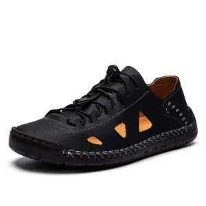 Best Walking Shoes For Supination Summer Men Casual Shoes Sneakers Luxury Brand Genuine Leather Mens Loafers Moccasins Hollow Out Breathable Italian Driving Shoes