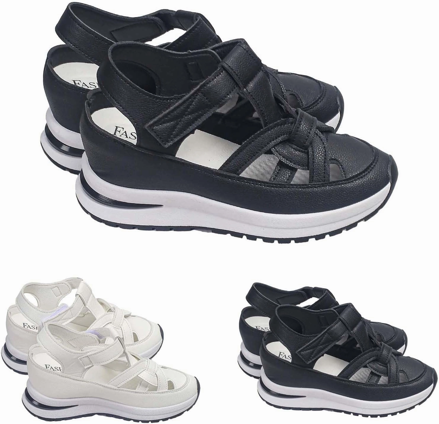 Flip Flops Restaurant Women's Hollow Out Breathable Platform Wedge Sandals Leather Closed Toe Comfortable Orthopedic Sandals With Arch Support Casual Sneakers