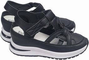 Women's Hollow Out Breathable Platform Wedge Sandals Leather Closed Toe Comfortable Orthopedic Sandals With Arch Support Casual Sneakers Designer Wedge Flip Flops