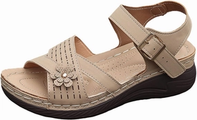 Summer Sandals for Women 2025 Dressy Comfortable Walking with Arch Support Wedge Soft Beach Flat Dressy Flats Open Toe Ankle Strap Shoes Orthotic Orthopedic Shoes Sandal Wedges - Casual Platform Flip Flops Bar Myrtle Beach