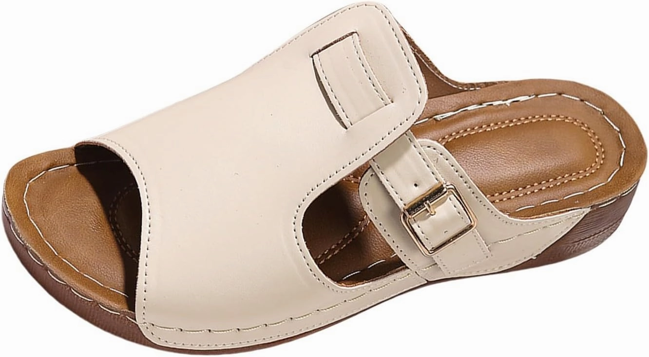 H2k Flip Flops Summer Wedges for Women 2025 Orthopedic Platform Sandal Wide Width Adjustable Buckle Beach Slides Open Toe Fish Mouth House Slippers