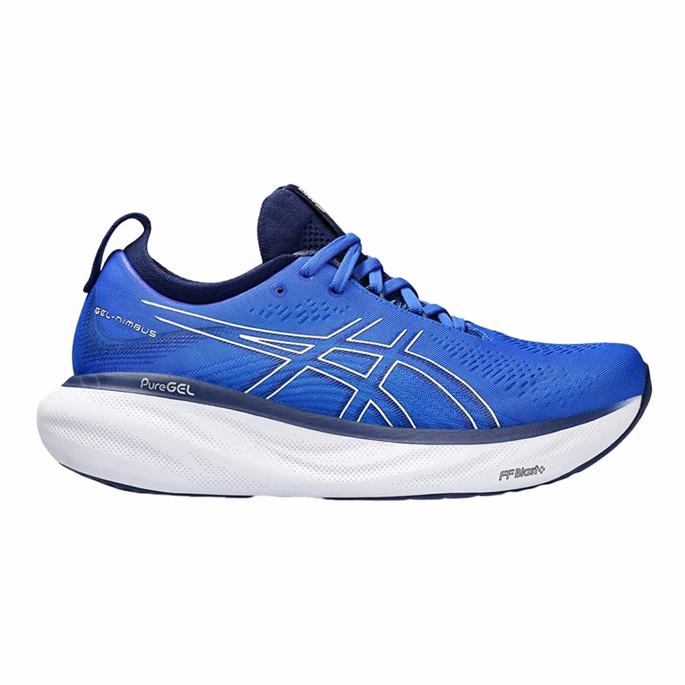 Men's Asics Gel-Nimbus 25, Illusion Blue/Pure Silver, 15 D Medium Asics Running Shoes For Overpronators