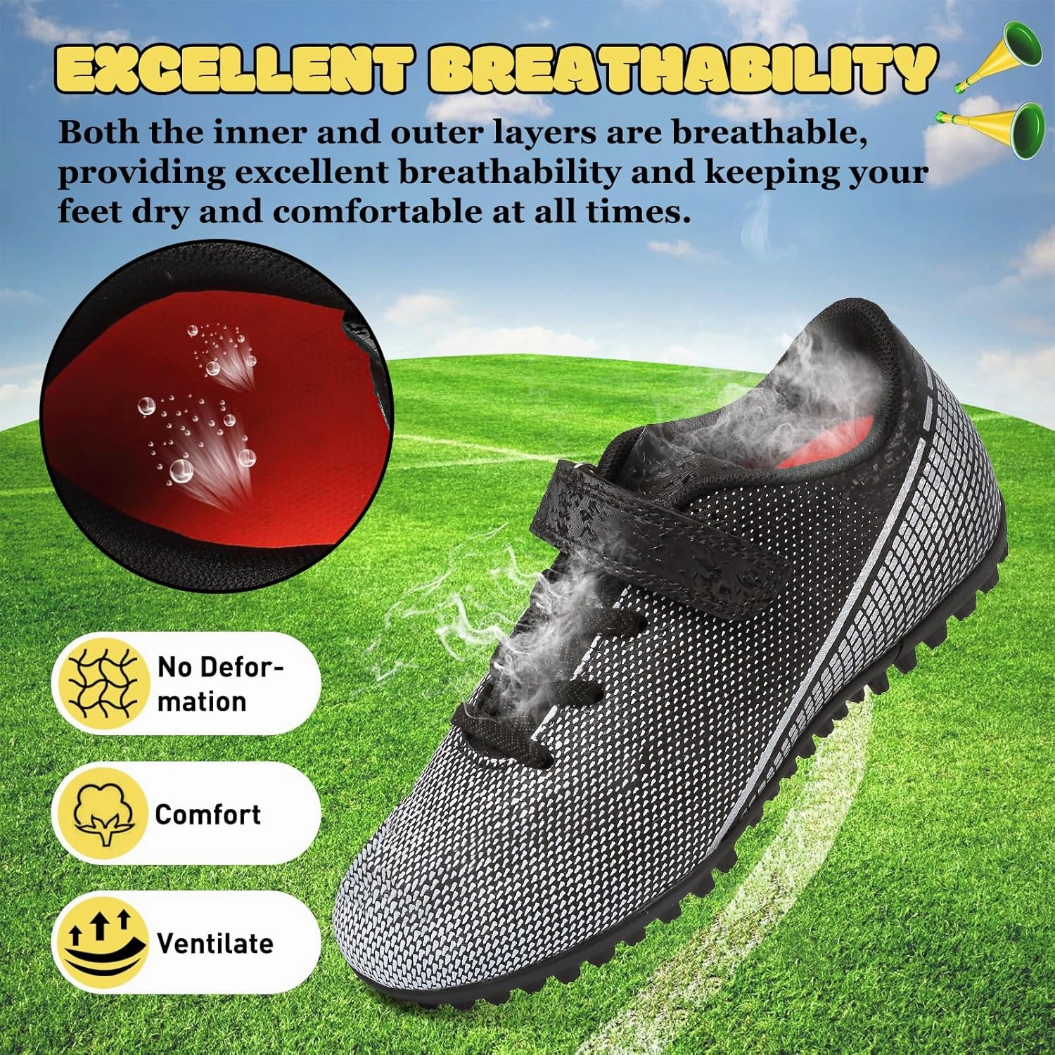 RDGO Boys Girls Soccer Cleats Lace Up Cleats(Little Kid/Big Kid)/AG Brazil Soccer Cleats