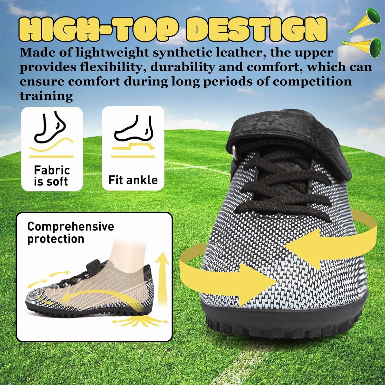 Bottom Of Soccer Cleats Vs Baseball Cleats RDGO Boys Girls Soccer Cleats Lace Up Cleats(Little Kid/Big Kid)/AG