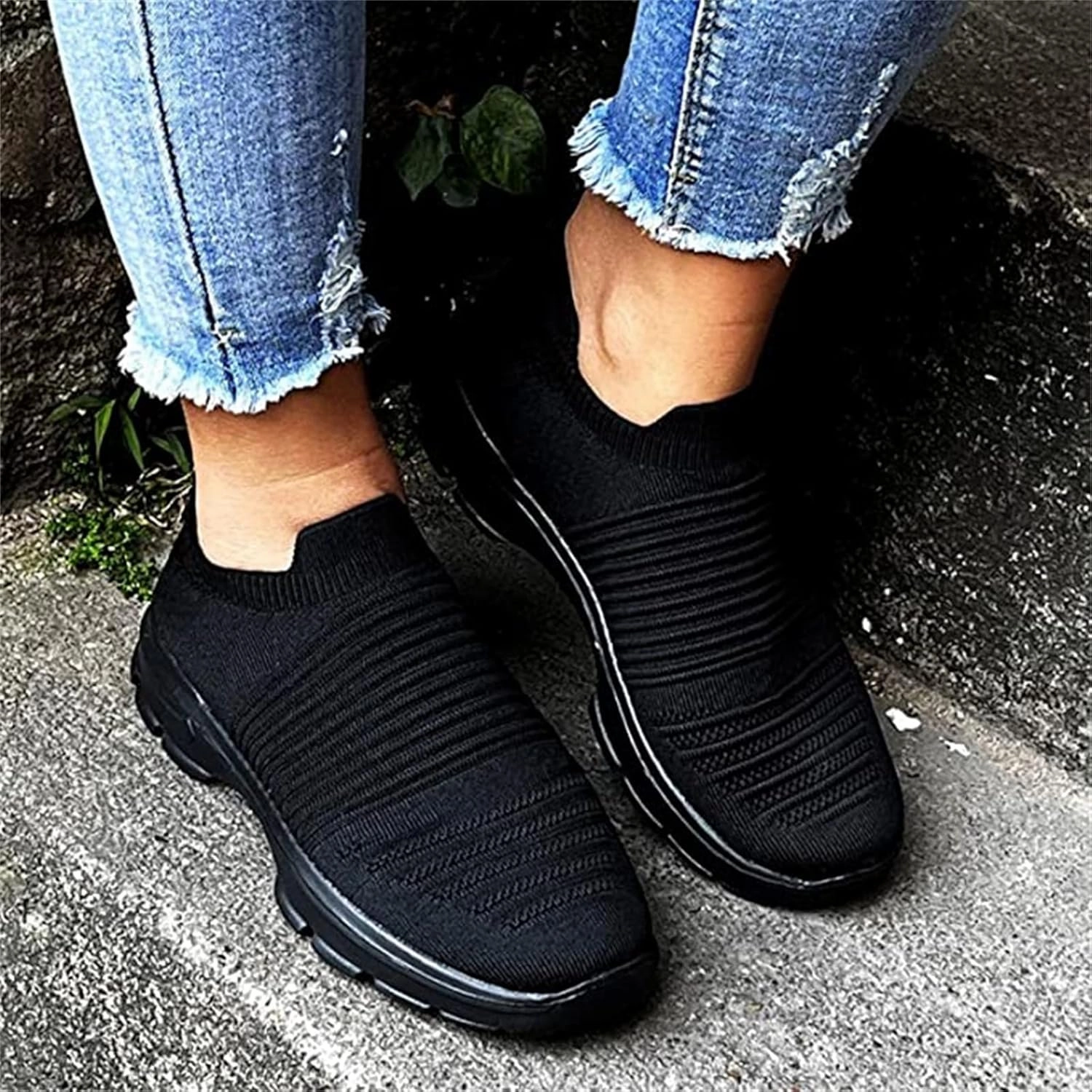 Lausiuoe Sneakers For Women Walking Shoes Comfortable Fashion Lightweight Casual Mesh Slip On Sneakers for Running Gym Most Comfortable Slip On Sneakers