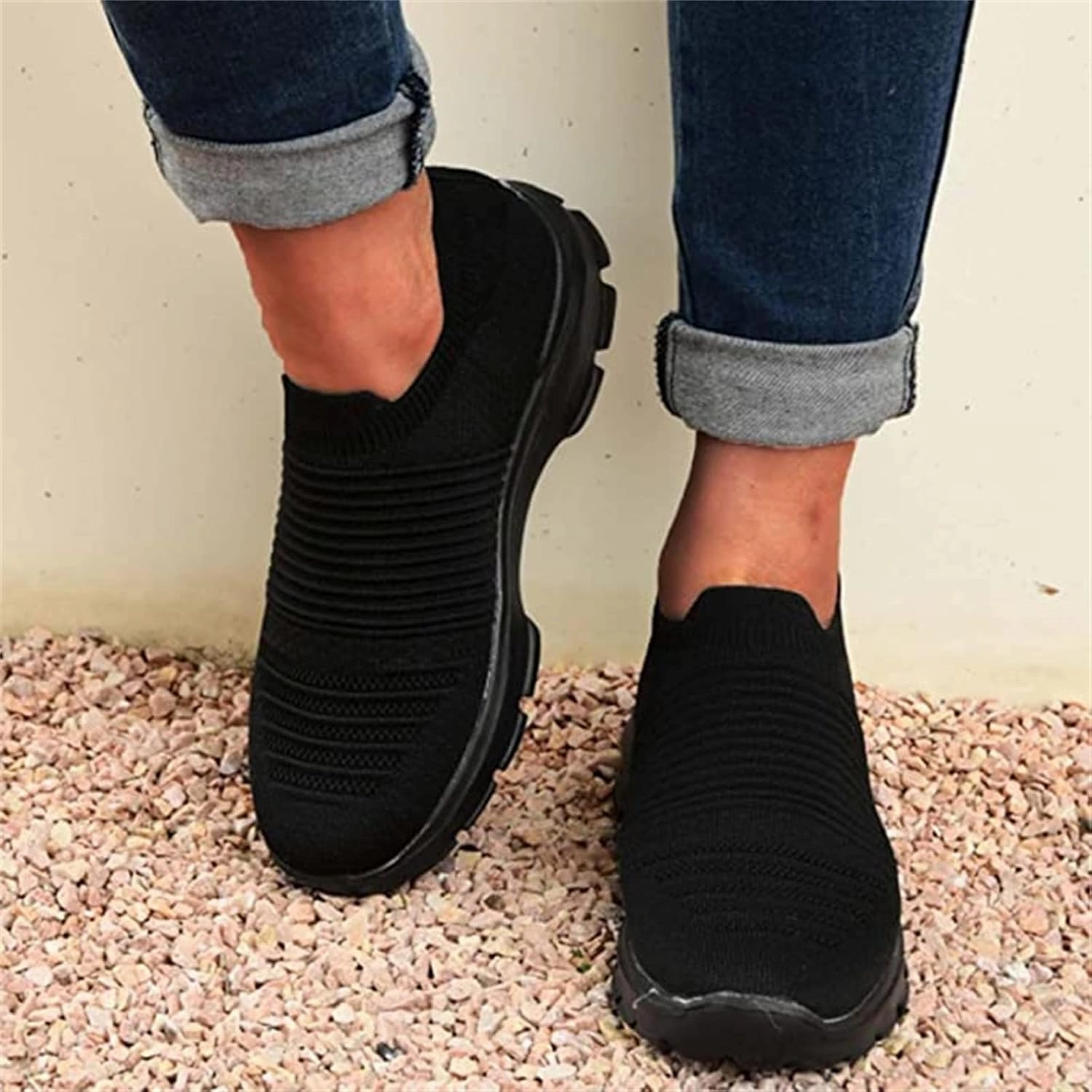Snow Slip On Shoes Lausiuoe Sneakers For Women Walking Shoes Comfortable Fashion Lightweight Casual Mesh Slip On Sneakers for Running Gym