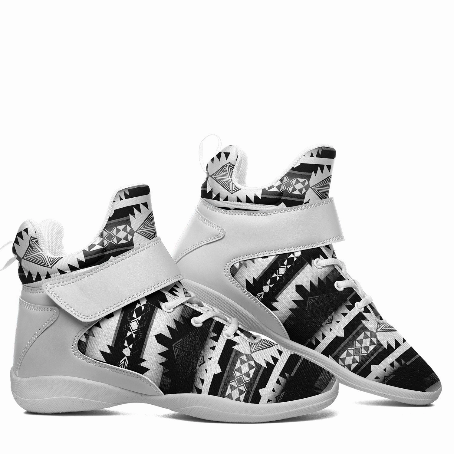 Okotoks Black and White Kid's Ipottaa Basketball / Sport High Top Shoes