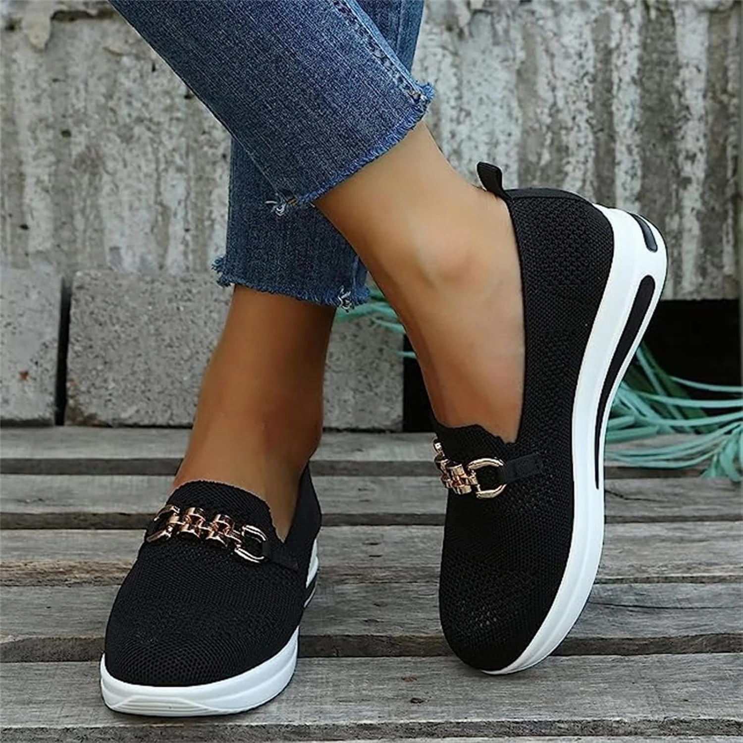 Sale Slip On Ladmiple Walking Shoes Women Slip On Lightweight Casual Sneakers Mesh Comfortable Loafers Slip Resistant Soft Work Shoes