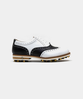 Metal Spikes Golf Shoes ALL CLASSIC Golf Noble Wingtip Classic Golf Shoes - White Toe