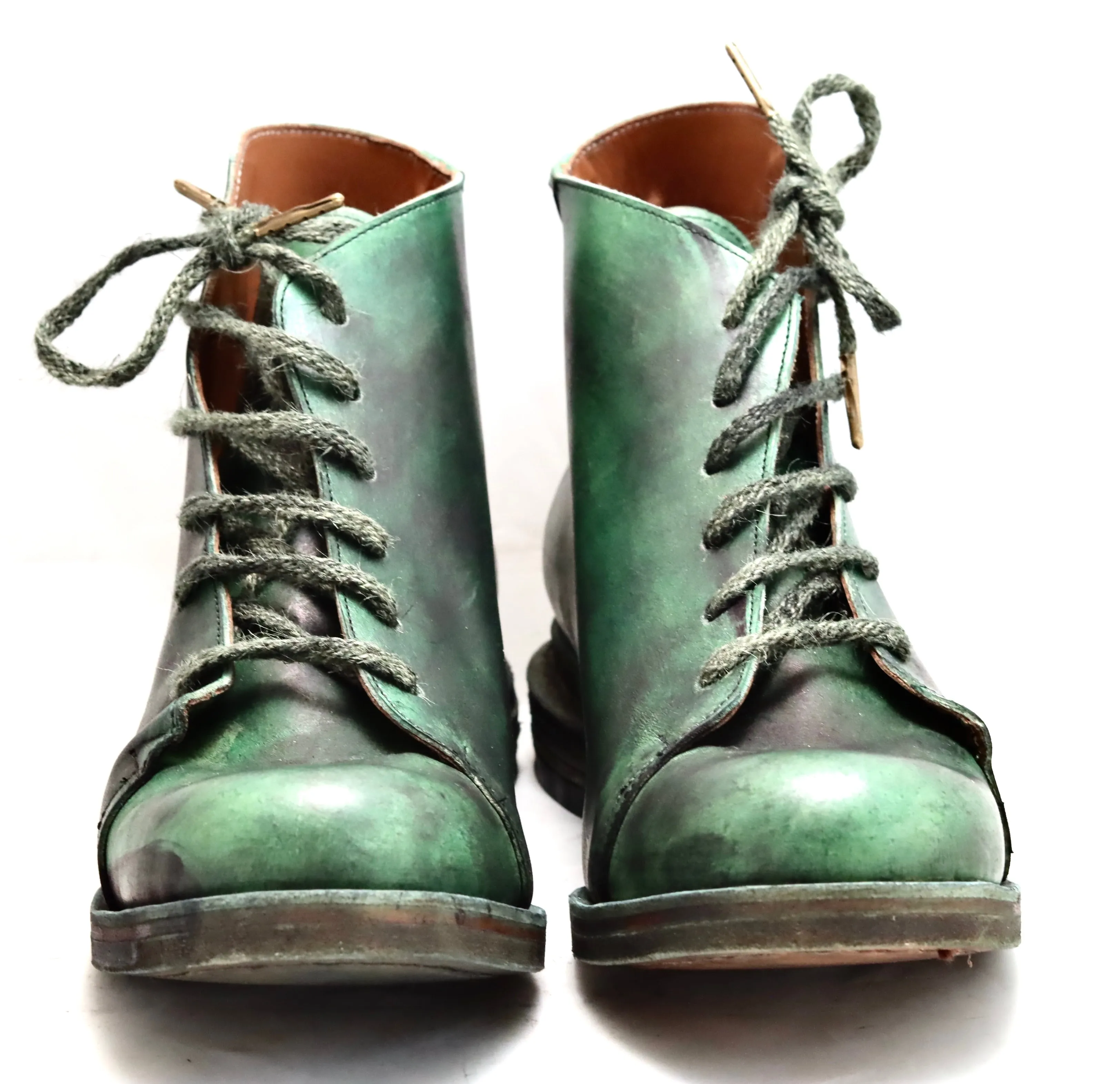 Asym derby boot | Dirty petrolio | horse Jeans Boots With The Fur