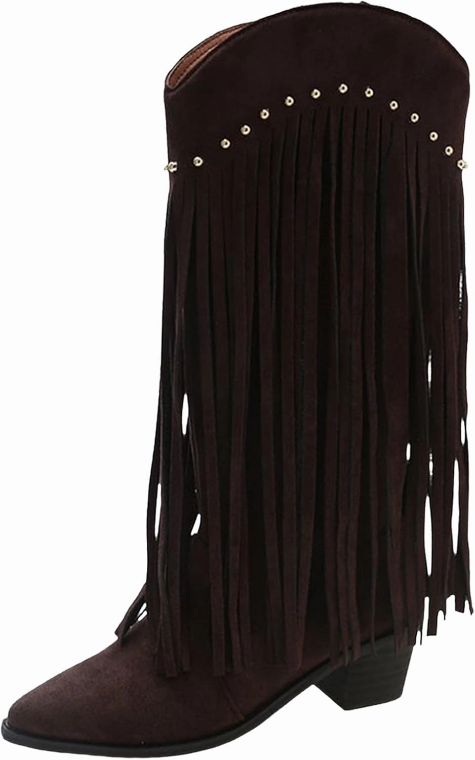 Daily Deals Of The Day Prime Today Only White Cowgirl Boots Woman Mid Calf Tassel Ankle Cowboy Boots Knee High Cowgirls Low Block Heel Casual Outdoor Booties Lightweight Combat Boots