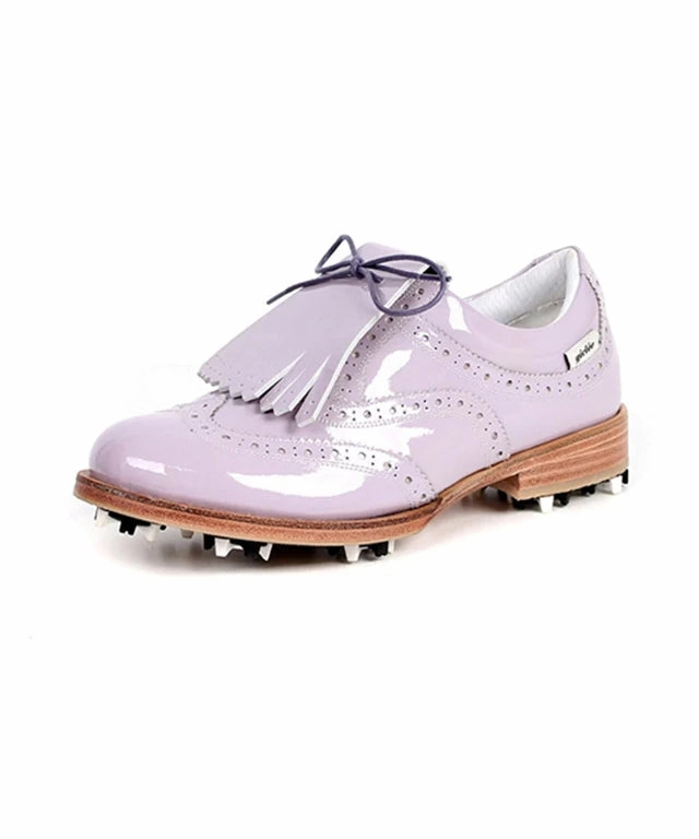 Golf Shoes Spiked Giclee Unisex Classy Patent Premium Leather Golf Shoes - Purple