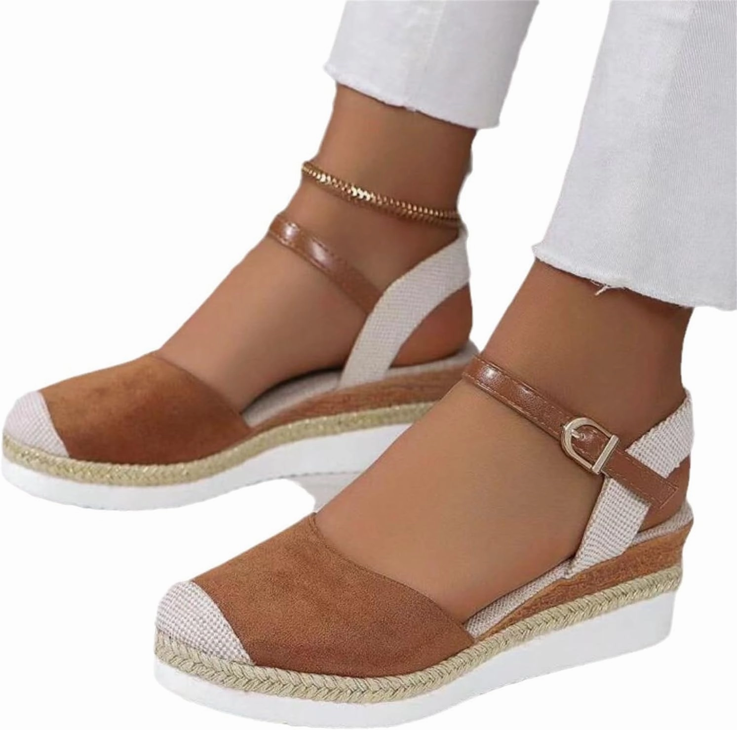 Orthopedic Shoes for Women Closed Toe Platform Heels Sandals Summer Dressy Flats Ankle Strap Espadrilles Wedge Sandal Adjustable Buckle Flat Shoe Boho Beach Slippers Comfortable Walking Outdoor Shoe Addidas Barricade Tennis Shoes