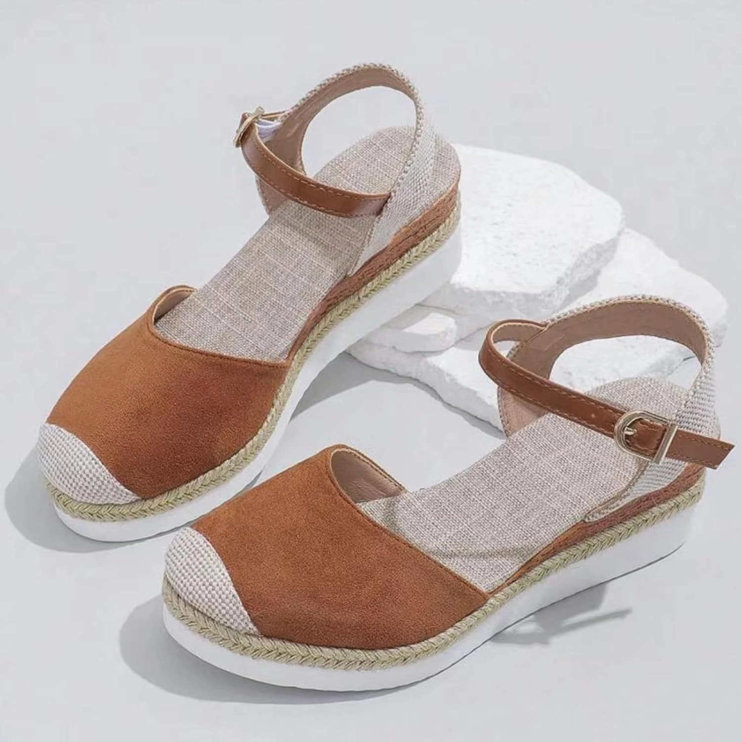 Orthopedic Shoes for Women Closed Toe Platform Heels Sandals Summer Dressy Flats Ankle Strap Espadrilles Wedge Sandal Adjustable Buckle Flat Shoe Boho Beach Slippers Comfortable Walking Outdoor Shoe Ken Griffey Tennis Shoes