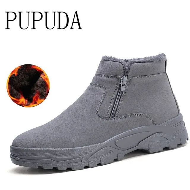 PUPUDA Winter Shoes Men Comfy Cotton Shoes Male Trend Casual Shoes Chelsea Boots Men Outdoor New High Top Sneaker Men Snow Boots Velvet High Heels