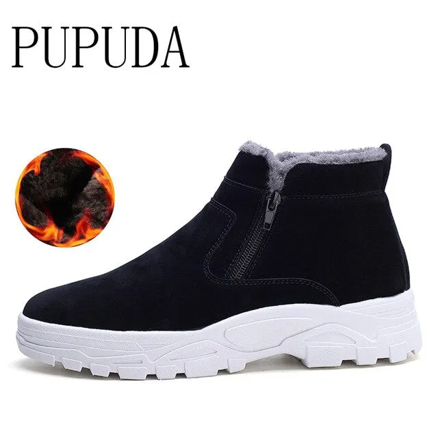 PUPUDA Winter Shoes Men Comfy Cotton Shoes Male Trend Casual Shoes Chelsea Boots Men Outdoor New High Top Sneaker Men Snow Boots Size 3 High Heels