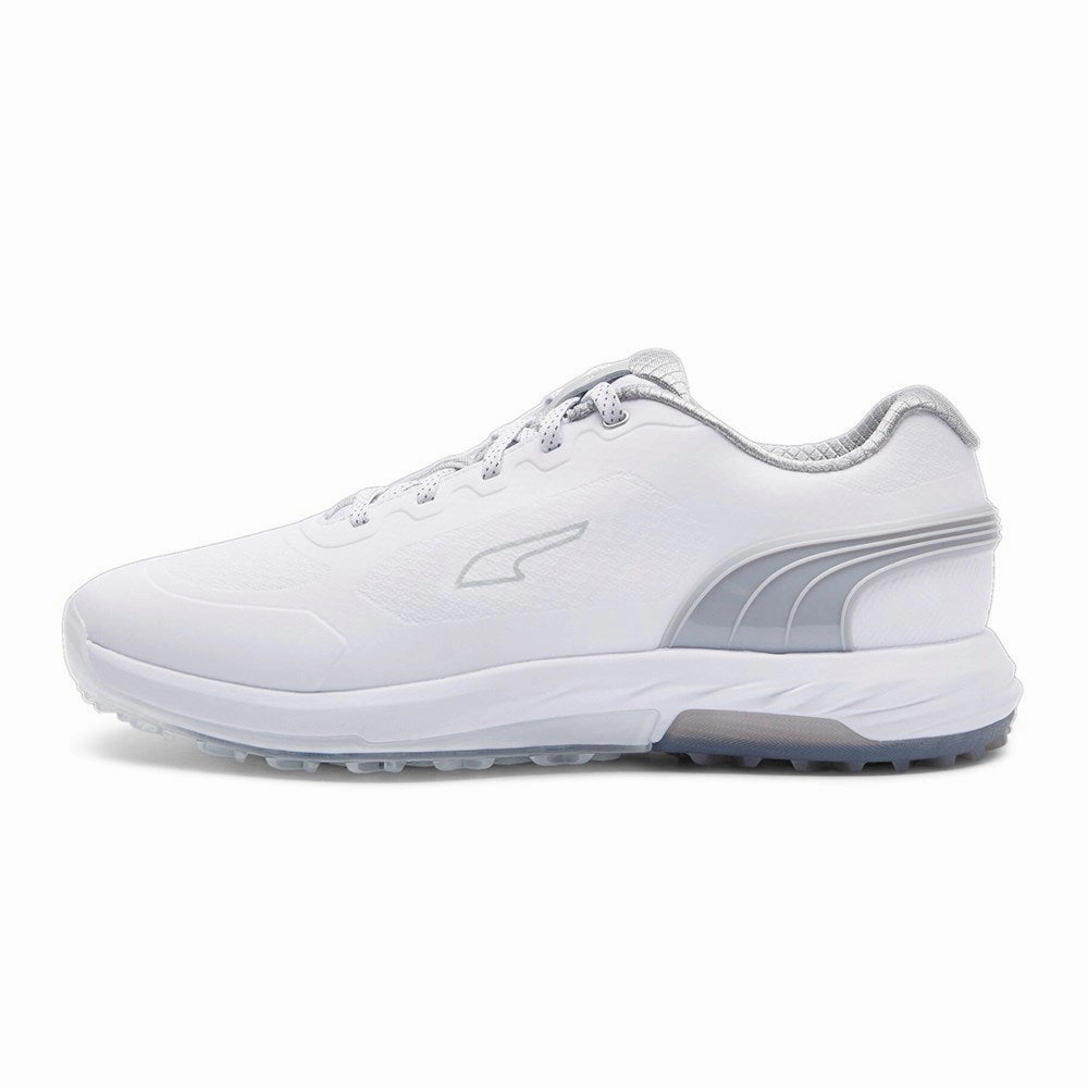Puma Alphacat Nitro Golf Shoes - White/Light Grey/Puma Silver Puma Pinstripe Shoes