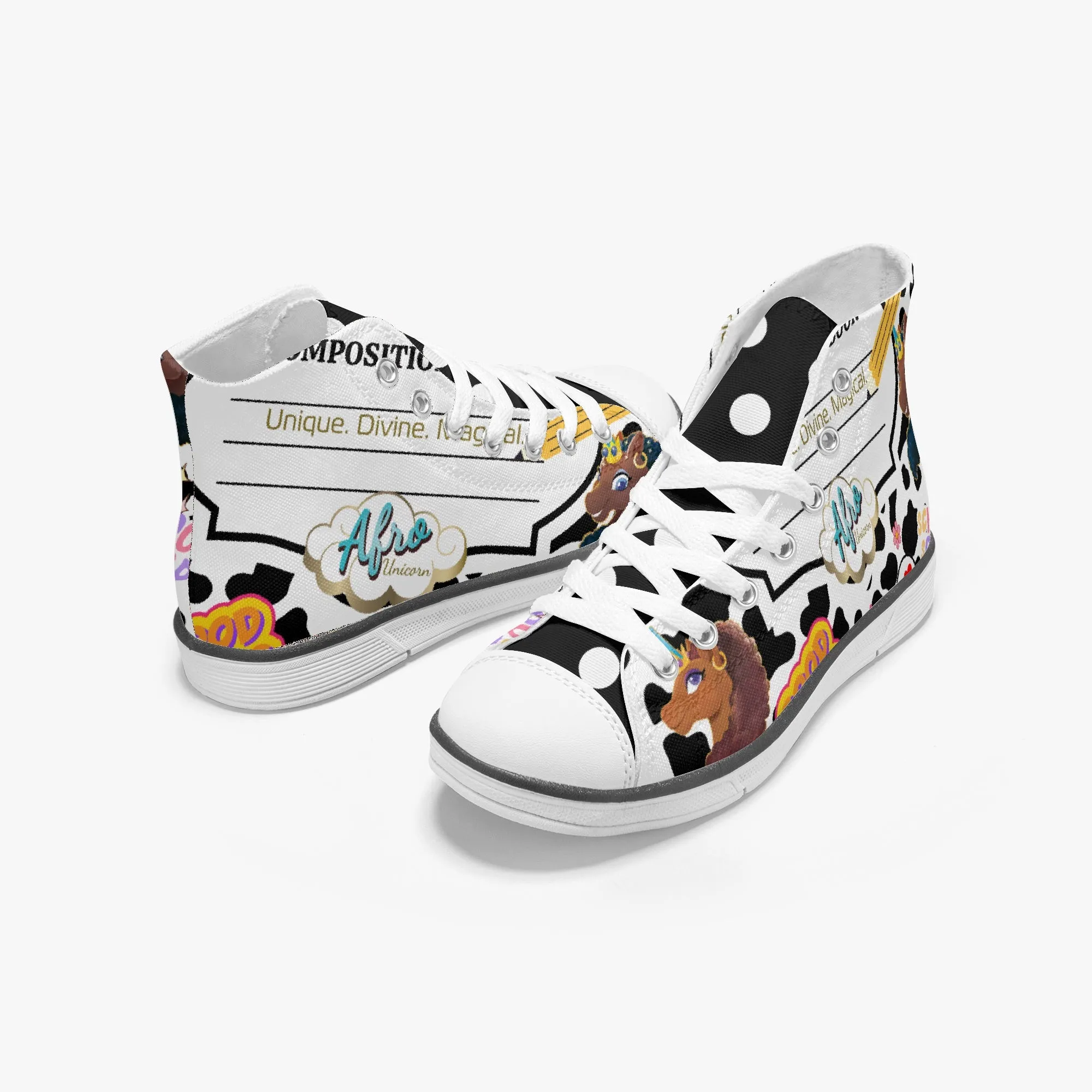 Suede Knee High Heel Boots That's Write! Afro Unicorn Canvas High Top