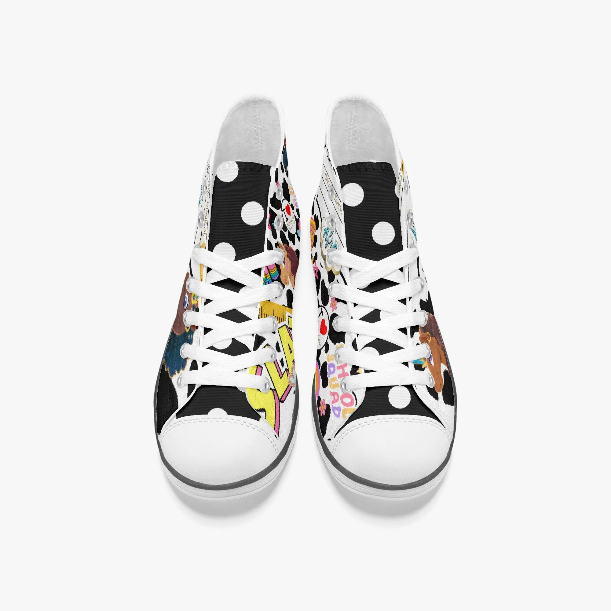 That's Write! Afro Unicorn Canvas High Top High Knee Boots Low Heel