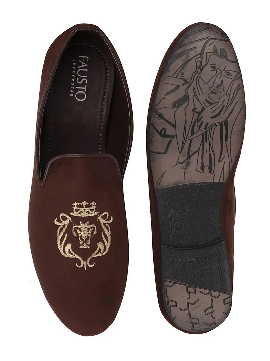 Feminine Loafers Men Ethnic Brown Party Slip On Loafers