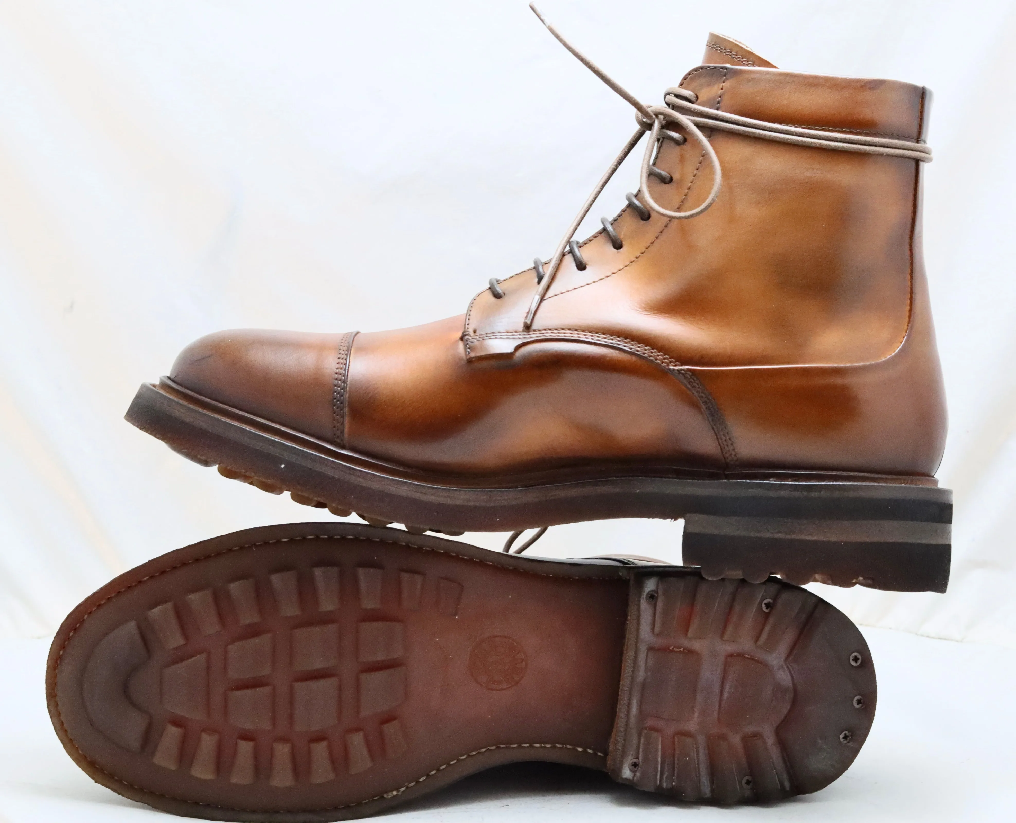Toe cap derby Boot  | dark tan  | calf | wide fit Dance Heels Boots