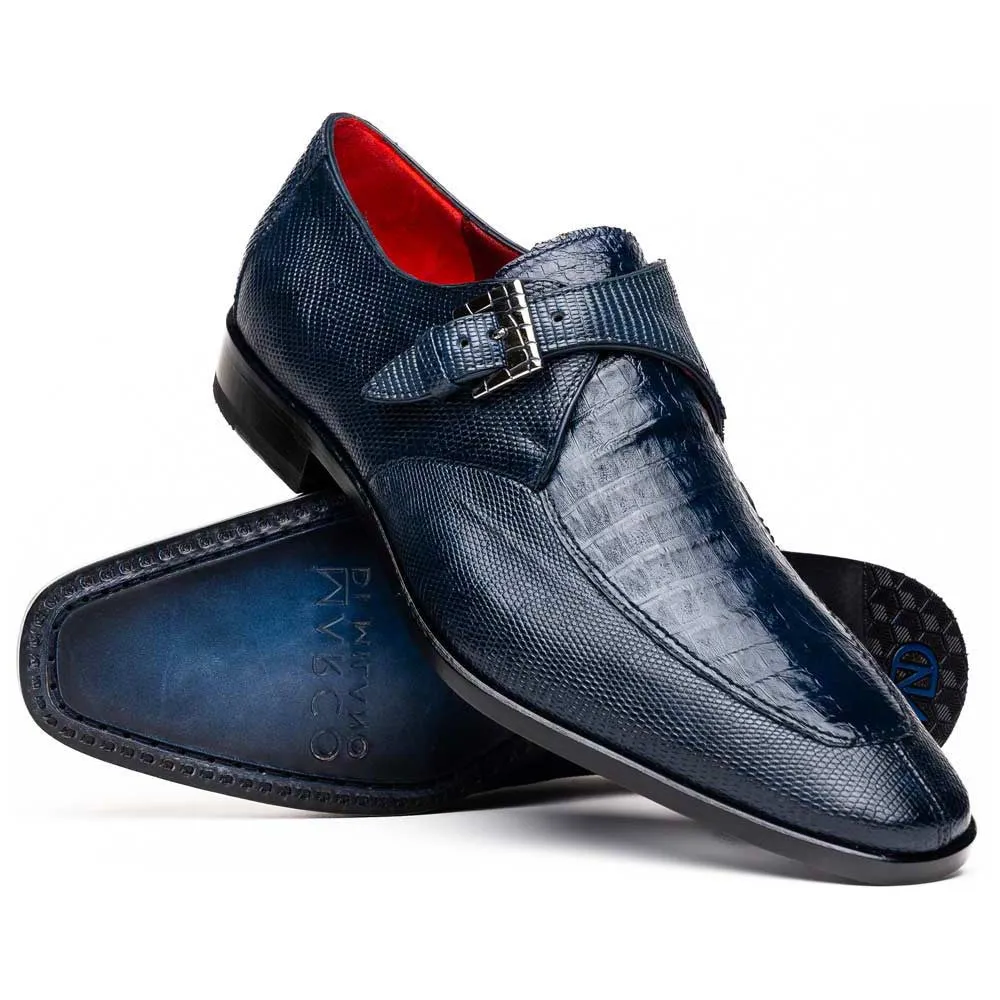 Chloroform Dress Shoes Toluca Genuine Crocodile and Lizard Skin Monk Strap | Marco DI Milano