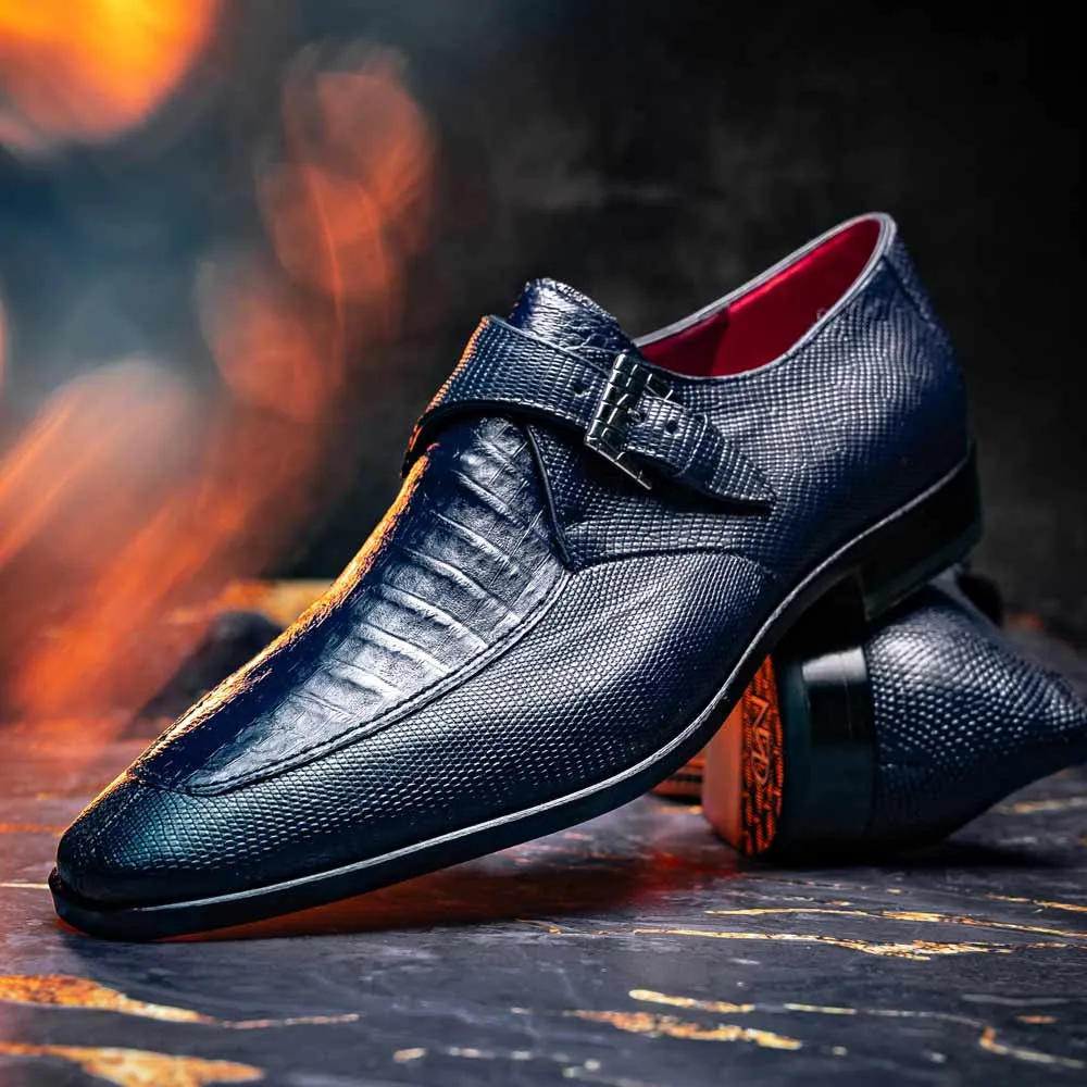 Rent Dress Shoes Toluca Genuine Crocodile and Lizard Skin Monk Strap | Marco DI Milano