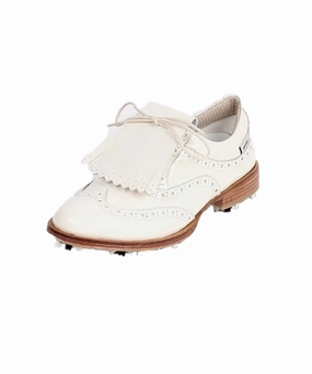 Giclee Unisex Classy Patent Premium Leather Golf Shoes - Ivory Phantom Cat Nitro Golf