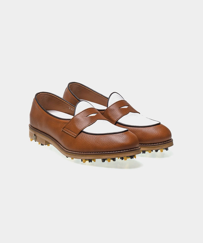 ALL CLASSIC Golf Noble Penny Loafer Classic Golf Shoes - Light Brown Driving Range Golf Shoes