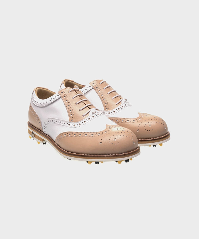 Pro Golf Shoes ALL CLASSIC Golf Noble Wingtip Classic Golf Shoes - Beige