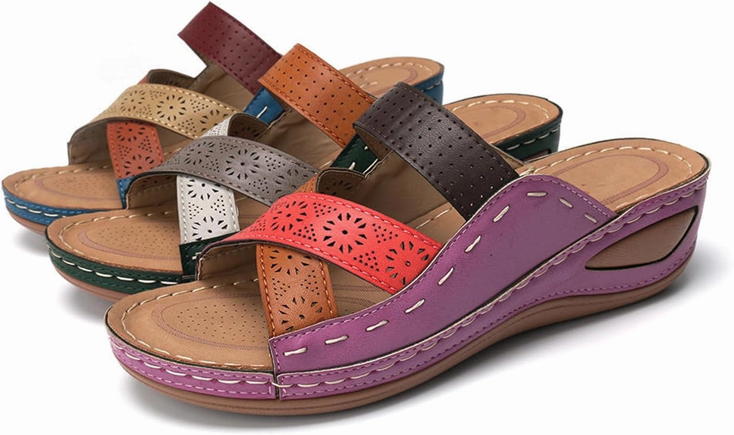 Ladmiple Sandals Women 2023 Trendy Floral Orthopedic Flip Flops with Arch Support Slippers Casual Roman Open Toe Sandal Environmentally Friendly Tennis Shoes