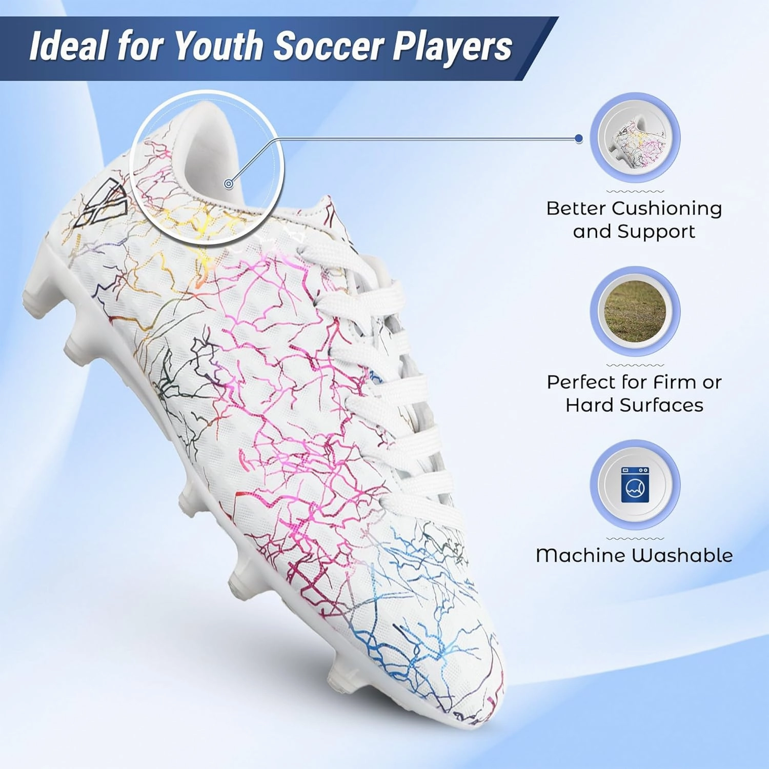 Best Soccer Cleats For Beginners Vizari Zodiac Firm Ground Soccer Cleats Boys Girls | Lightweight & Durable Youth Football Shoes with Molded TPU Outsole | Outdoor Training & Matches