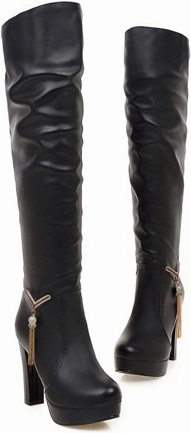 Knee High Distressed Leather Boots ZDLJYL Women's Thigh High Over The Knee Fashion Boots Block Mid Heel Long Sexy Faux Fur Boots Platform Knee High Boots