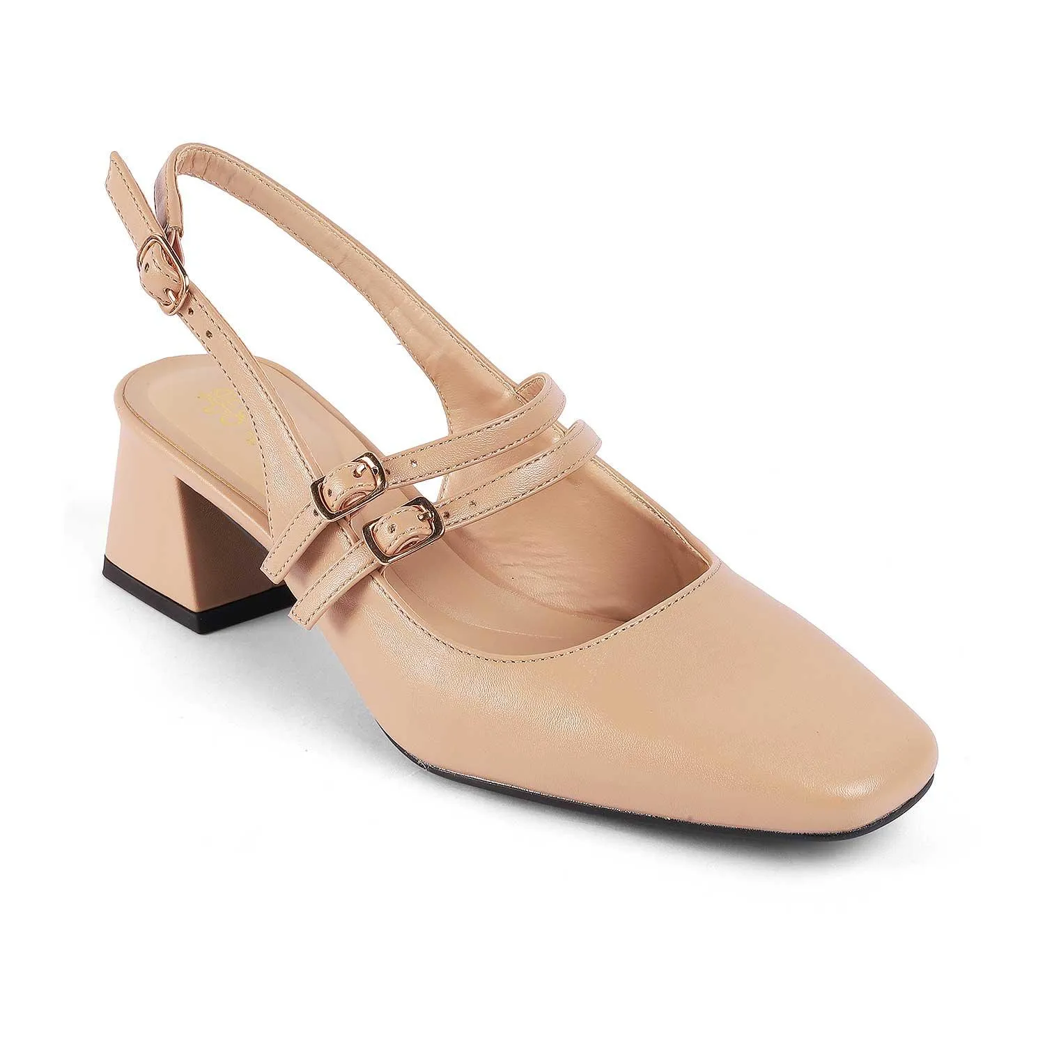 Tresmode Glampart Beige Women's Dress Block Heel Slingback Pumps Best Work Boots Steel Toe