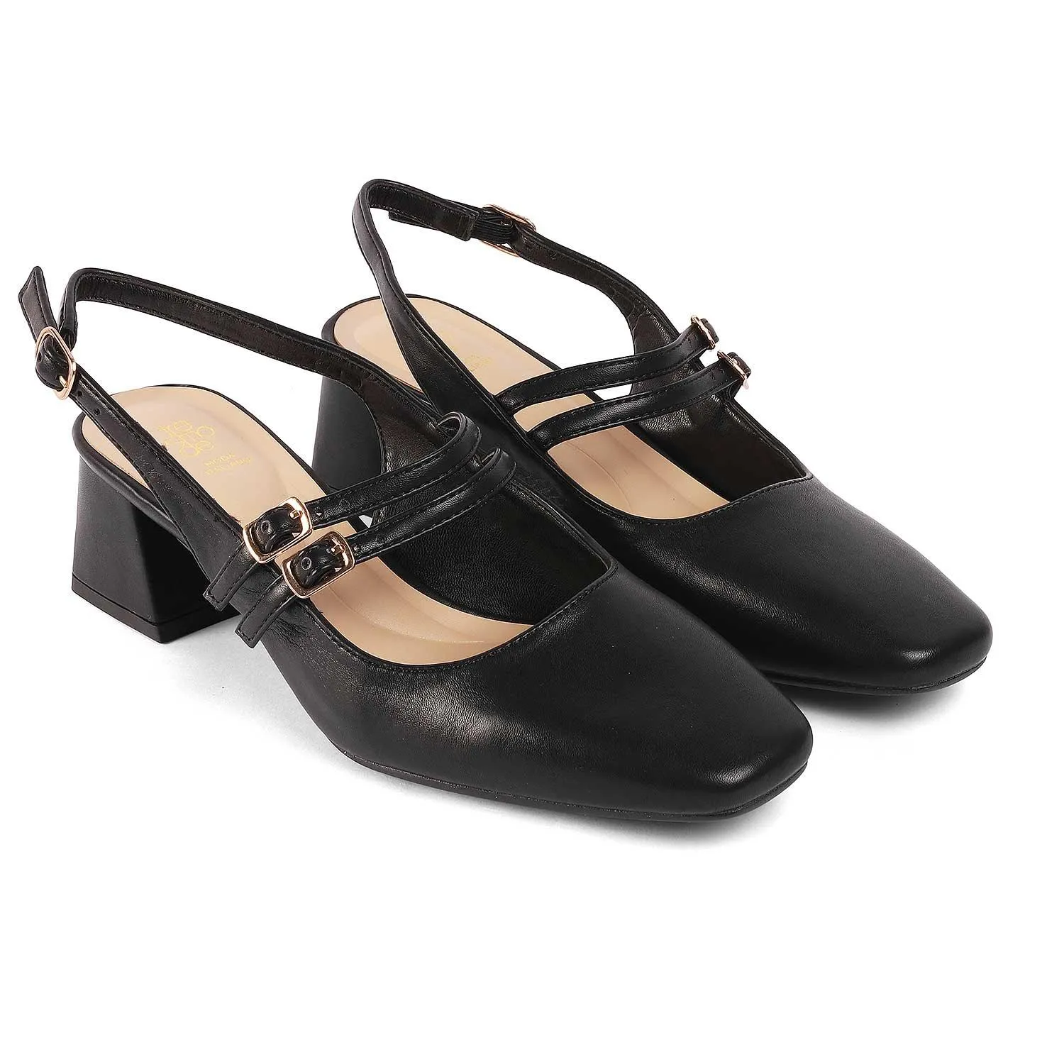 Work Boots Insoles Tresmode Glampart Black Women's Dress Block Heel Slingback Pumps