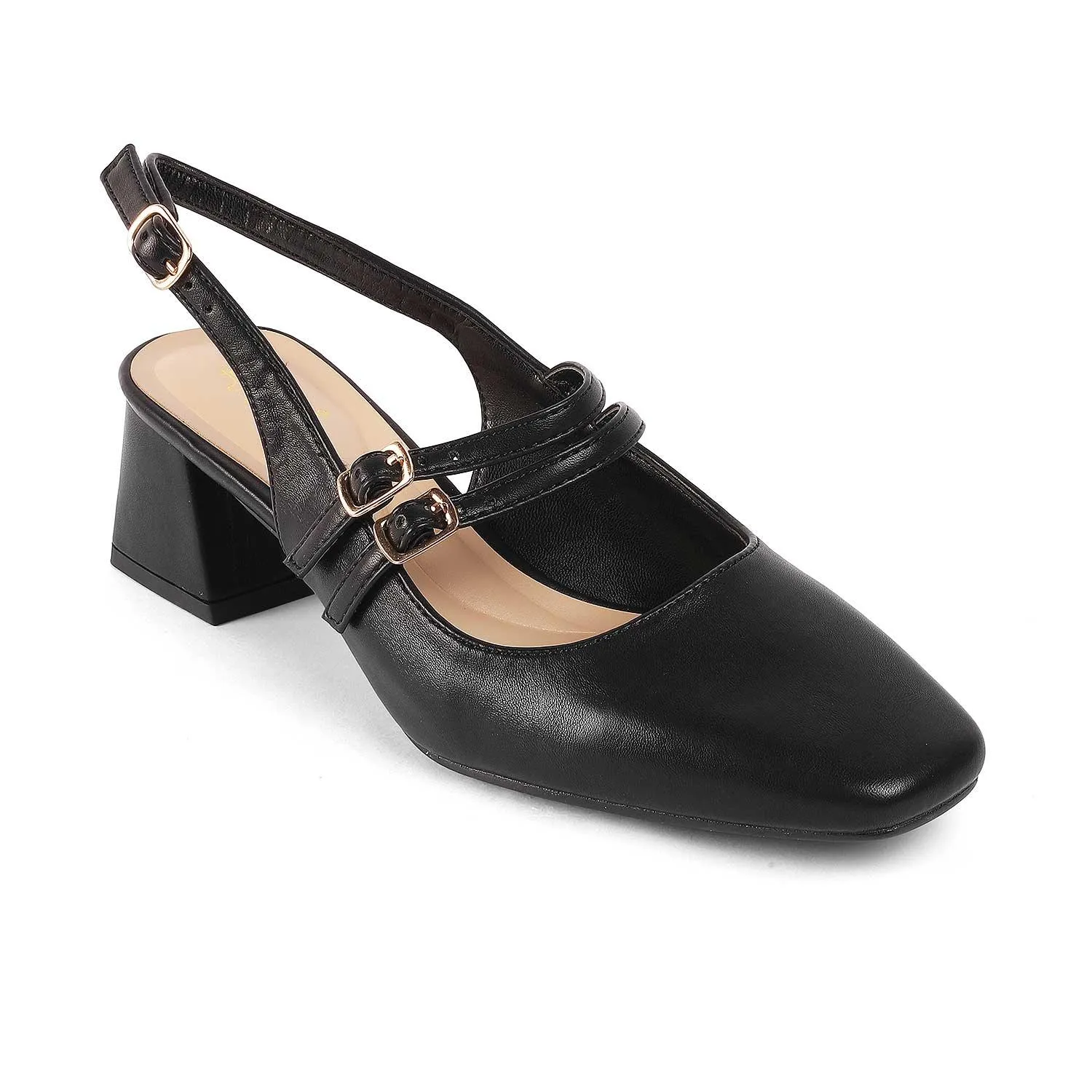 Tresmode Glampart Black Women's Dress Block Heel Slingback Pumps Best Work Boots Safety Toe